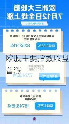 欧股主要指数收盘普涨