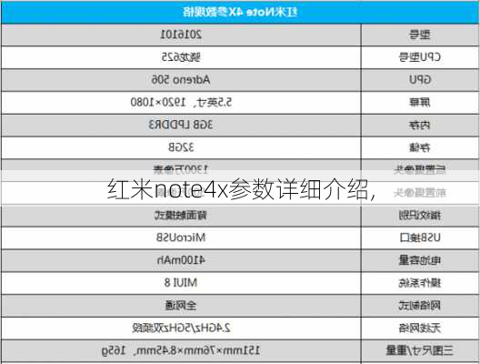 红米note4x参数详细介绍,