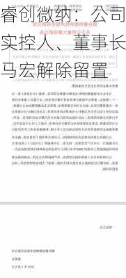 睿创微纳：公司实控人、董事长马宏解除留置