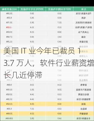 美国 IT 业今年已裁员 13.7 万人，软件行业薪资增长几近停滞