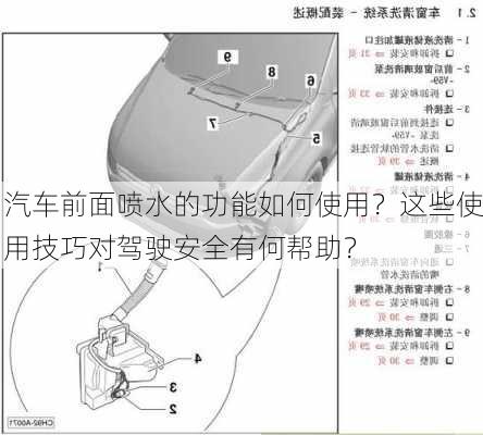 汽车前面喷水的功能如何使用？这些使用技巧对驾驶安全有何帮助？