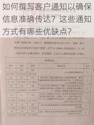 如何撰写客户通知以确保信息准确传达？这些通知方式有哪些优缺点？