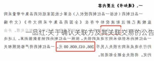 一品红:关于确认关联方及其关联交易的公告