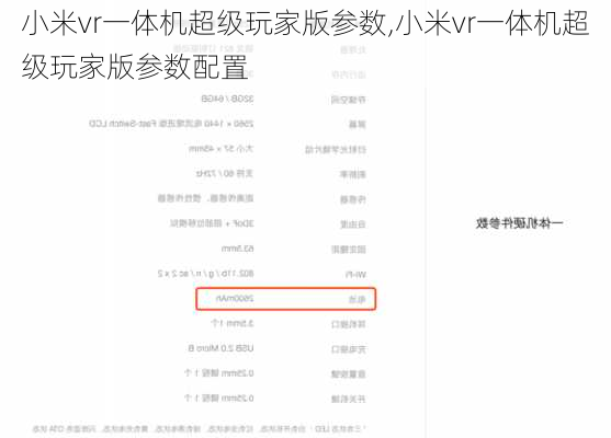 小米vr一体机超级玩家版参数,小米vr一体机超级玩家版参数配置