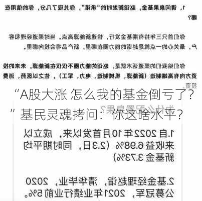 “A股大涨 怎么我的基金倒亏了？”基民灵魂拷问：你这啥水平？