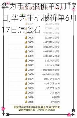 华为手机报价单6月17日,华为手机报价单6月17日怎么看