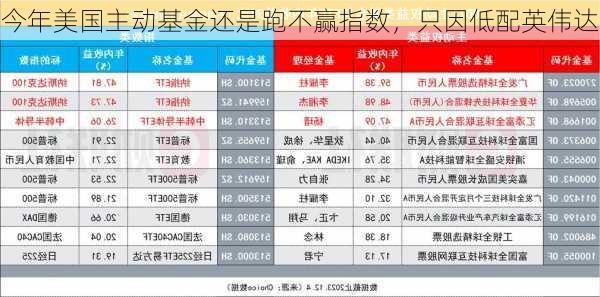 今年美国主动基金还是跑不赢指数，只因低配英伟达