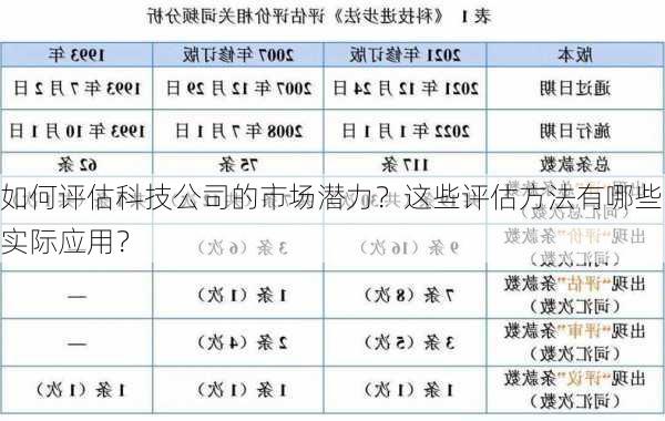 如何评估科技公司的市场潜力？这些评估方法有哪些实际应用？