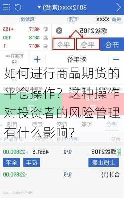 如何进行商品期货的平仓操作？这种操作对投资者的风险管理有什么影响？