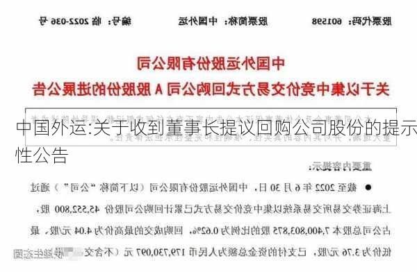 中国外运:关于收到董事长提议回购公司股份的提示性公告