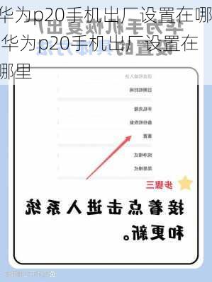 华为p20手机出厂设置在哪,华为p20手机出厂设置在哪里