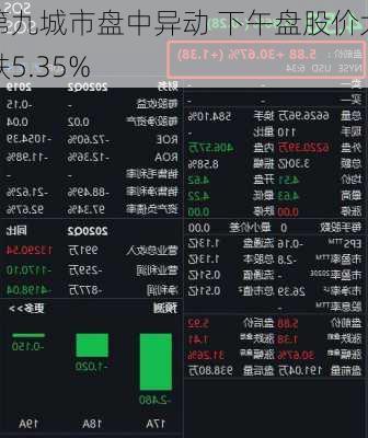 第九城市盘中异动 下午盘股价大跌5.35%