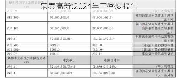 蒙泰高新:2024年三季度报告