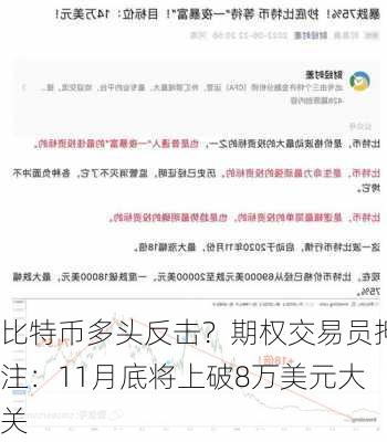 比特币多头反击？期权交易员押注：11月底将上破8万美元大关