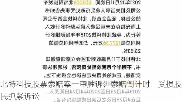 北特科技股票索赔案一审胜诉，索赔倒计时！受损股民抓紧诉讼