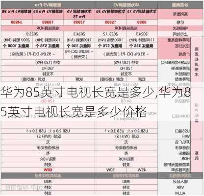 华为85英寸电视长宽是多少,华为85英寸电视长宽是多少价格