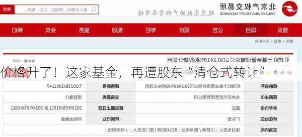 价格升了！这家基金，再遭股东“清仓式转让”