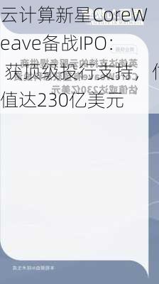 云计算新星CoreWeave备战IPO： 获顶级投行支持，估值达230亿美元