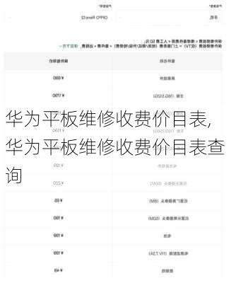 华为平板维修收费价目表,华为平板维修收费价目表查询