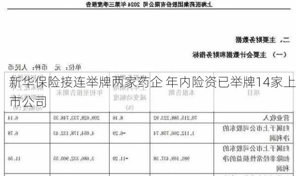 新华保险接连举牌两家药企 年内险资已举牌14家上市公司